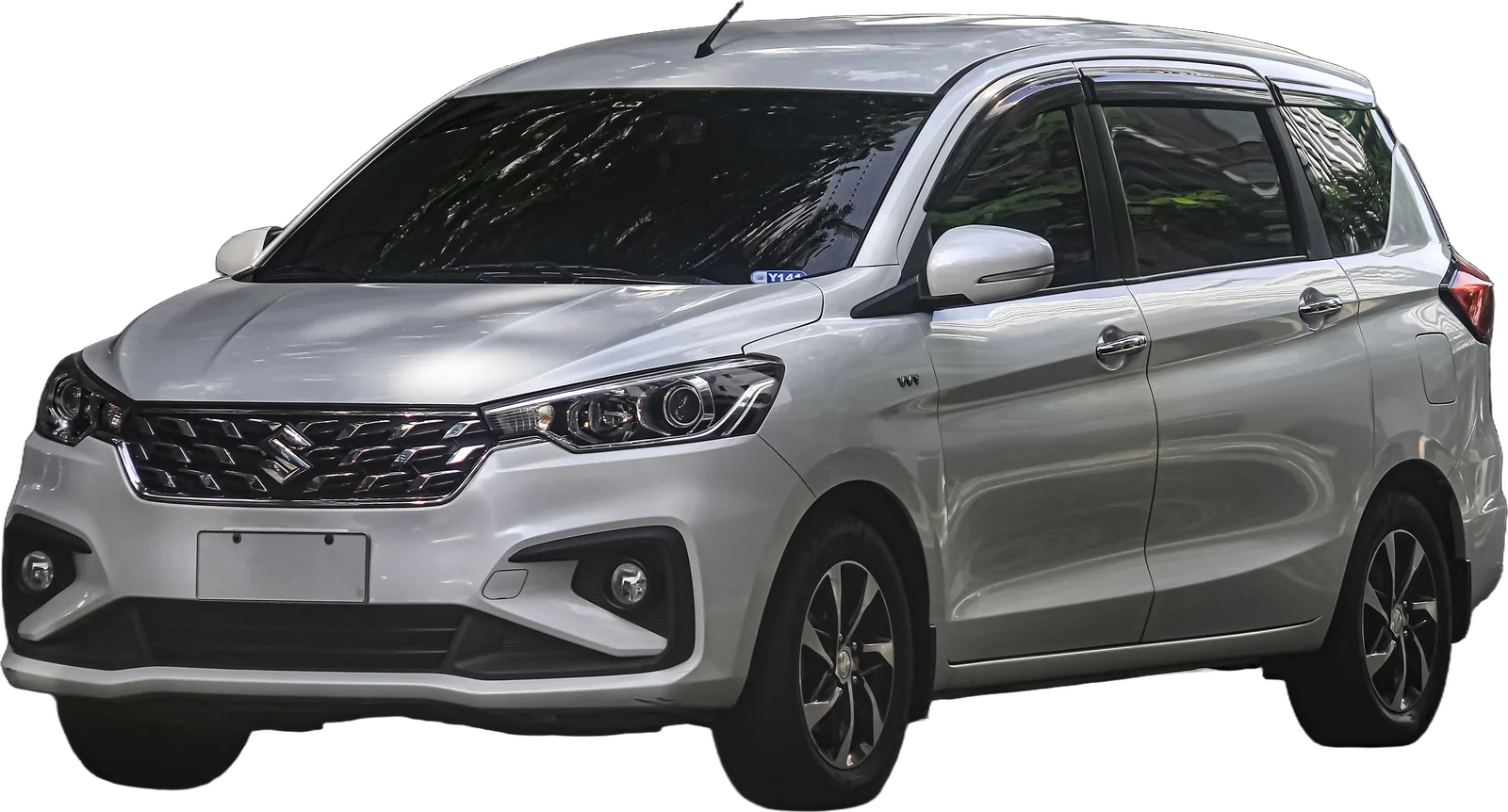 White Suzuki Ertiga, front three-quarter view
